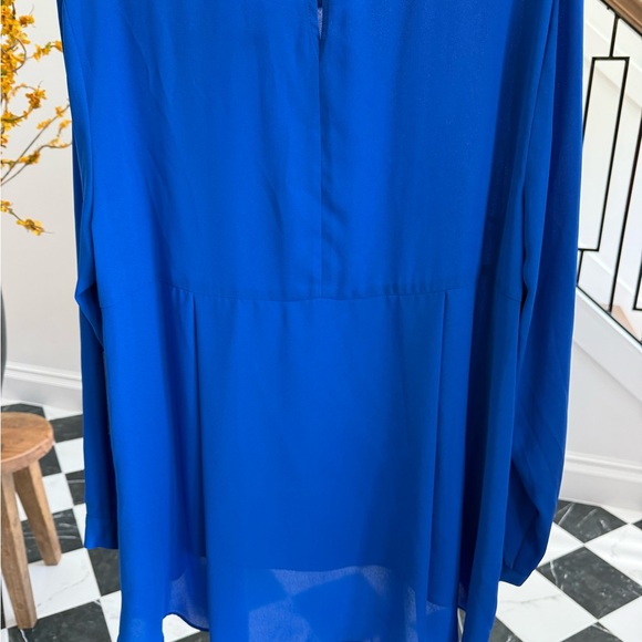 Vince Camuto Varsity Blue Tunic Length Blouse - Picture 4 of 8